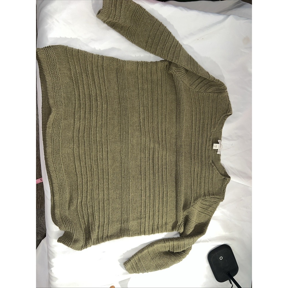 Coldwater Creek 1x Women's Green Neck Knit Sweater Holiday Fall 224